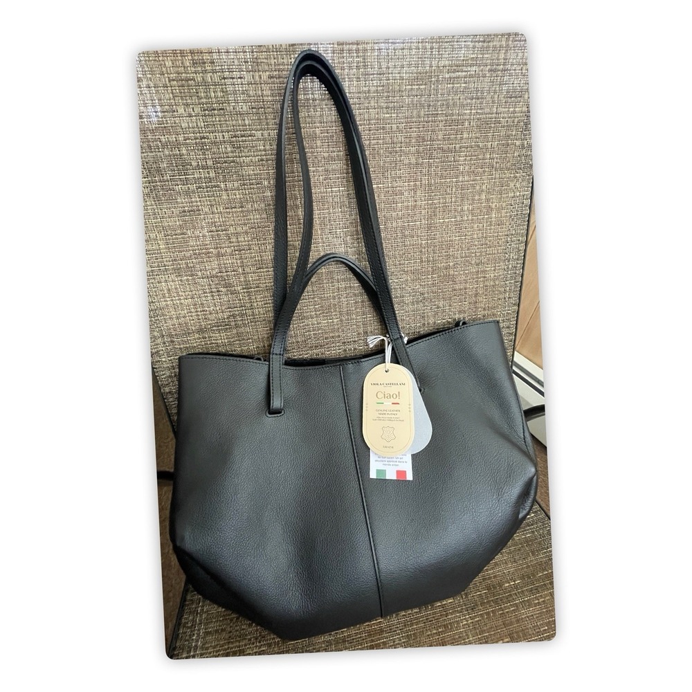 Viola Castellani Tote Genuine Leather Bag With‎ Pouch